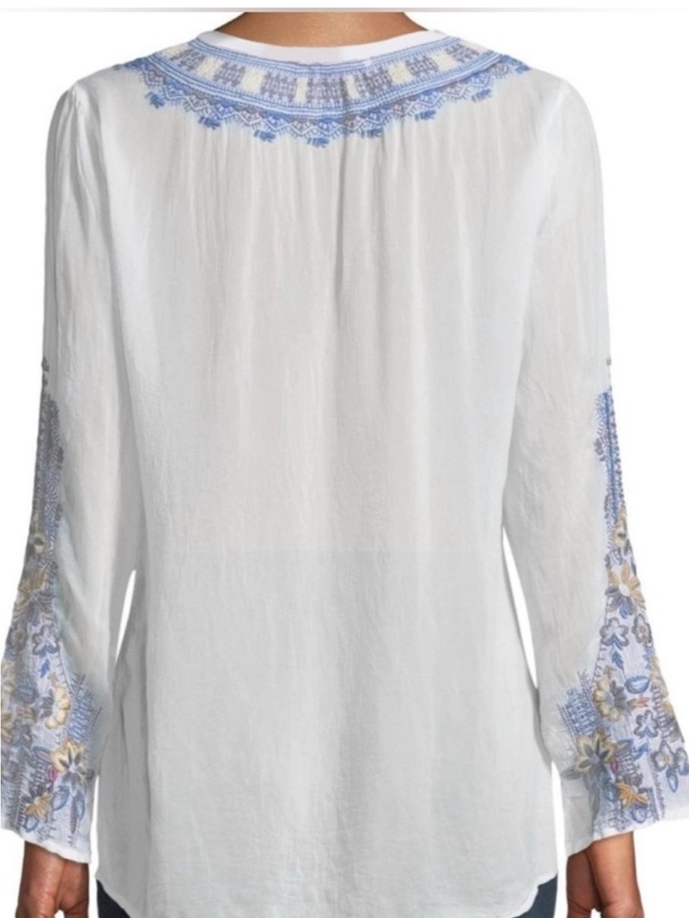 Johnny Was Tanya Embroidered white blue & colorful blouse - Picture 14 of 15